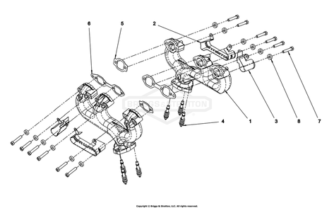 Engine Group - Exhaust Manifold Diagram and Parts List for 076650-02  Briggs and Stratton Generator